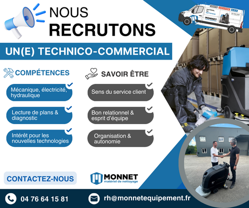 Offre d'emploi - Technico-commercial H/F - Spécialiste Matériel de Nettoyage Offre d'emploi - Technico-commercial H/F - Spécialiste Matériel de Nettoyage